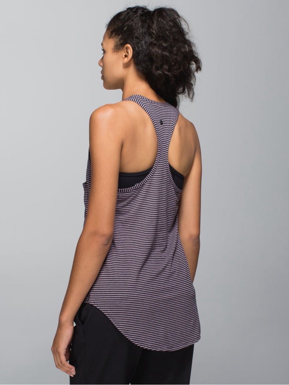 Lululemon Yogi Racerback, Hyper Stripe Mauvelous Heathered Black, Size 4